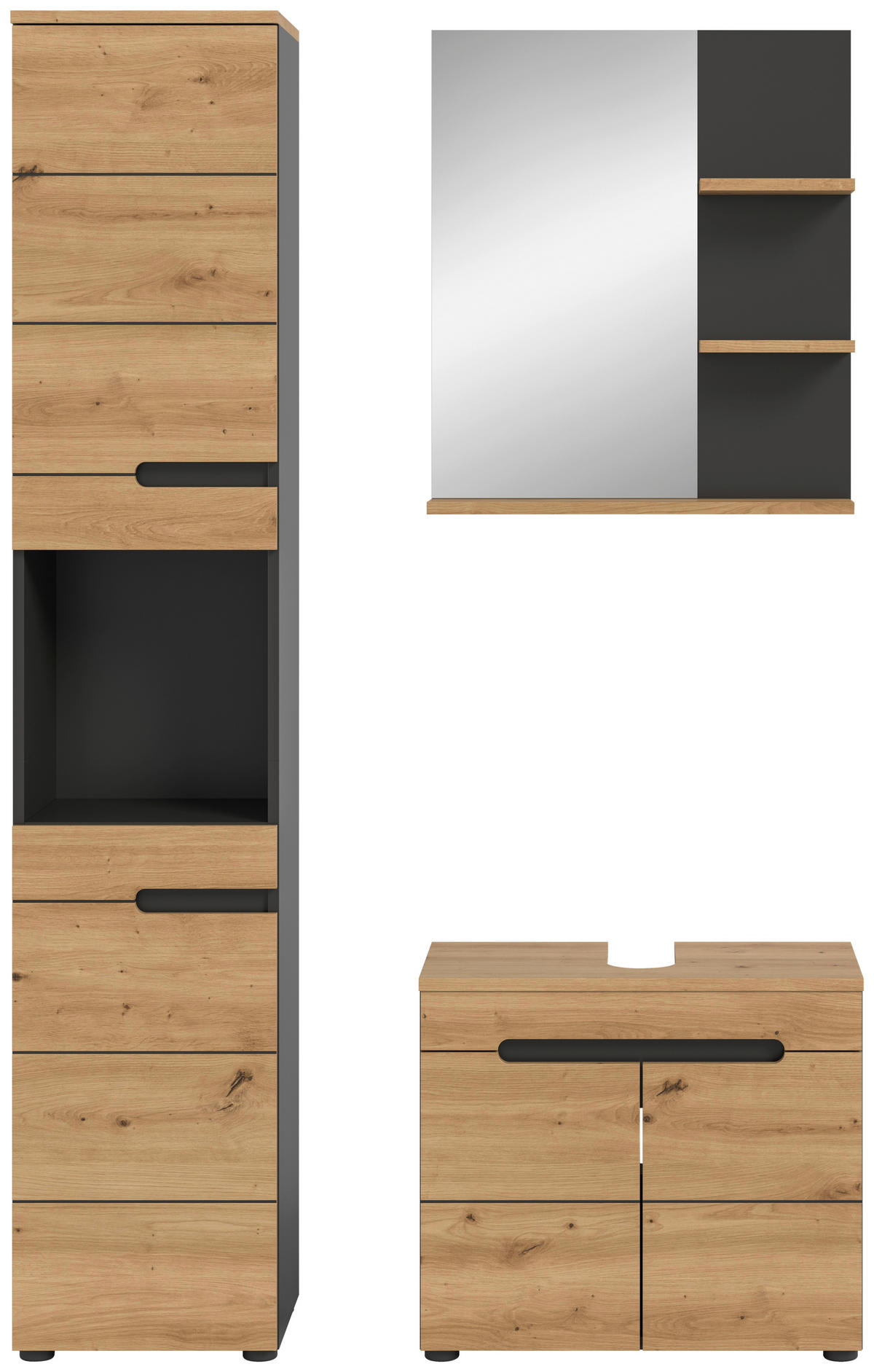KÚPEĽŇA dub artisan  - čierna/dub artisan, Modern, kompozitné drevo/sklo (101cm) - MID.YOU