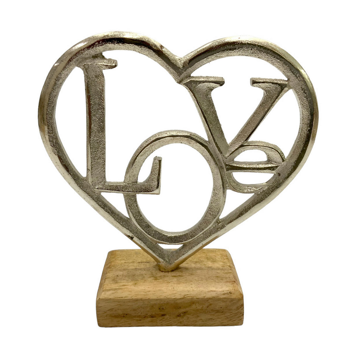 DEKOHERZ - Silberfarben/Naturfarben, LIFESTYLE, Holz/Metall (16/15/5cm)