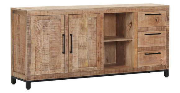 SIDEBOARD RIO  in 175/80/40 cm  - Schwarz/Naturfarben, Design, Holz/Metall (175/80/40cm) - Landscape
