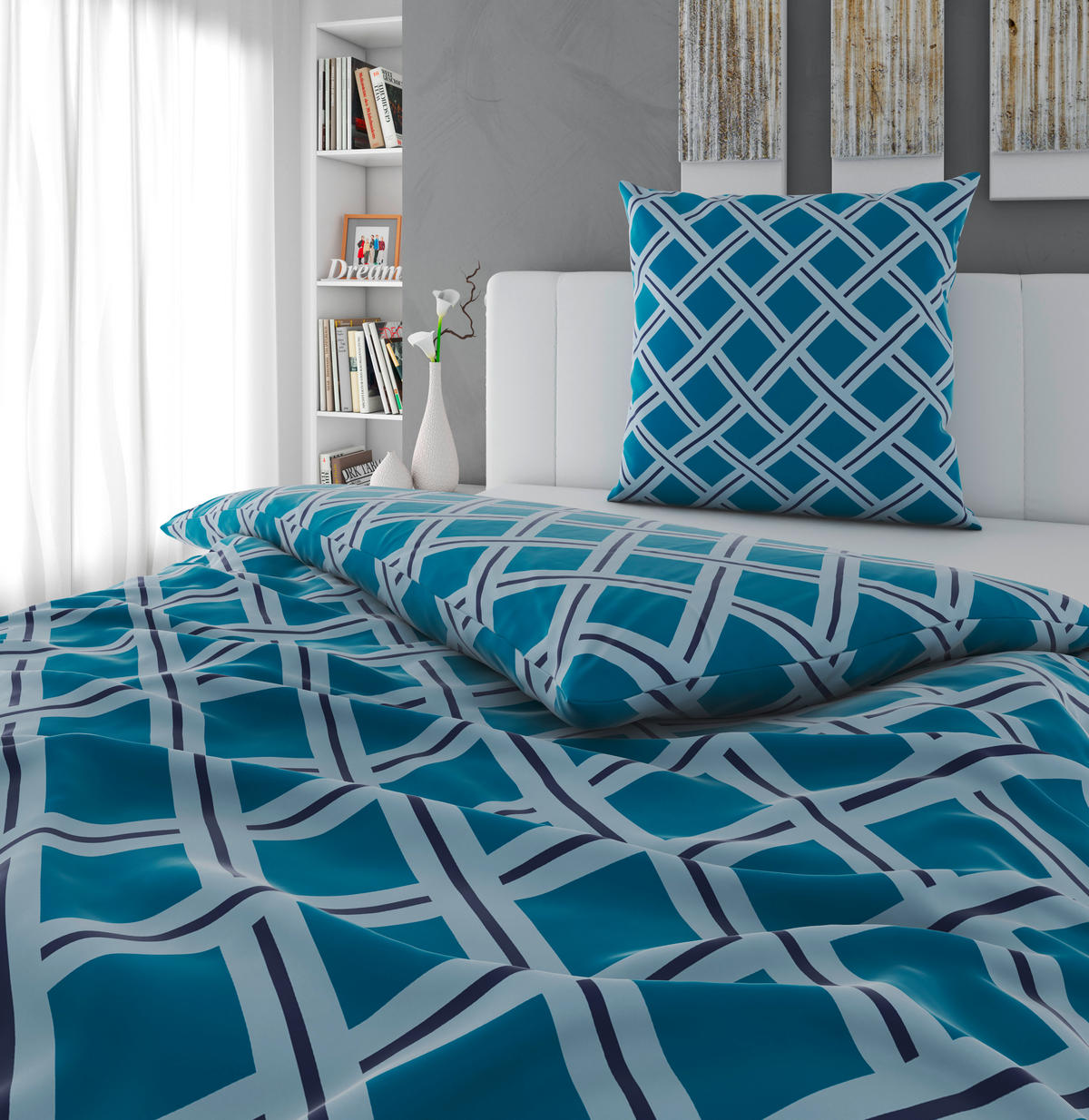 BETTWÄSCHE Satin 135/200 cm  - Türkis/Blau, Textil (135/200cm) - Novel