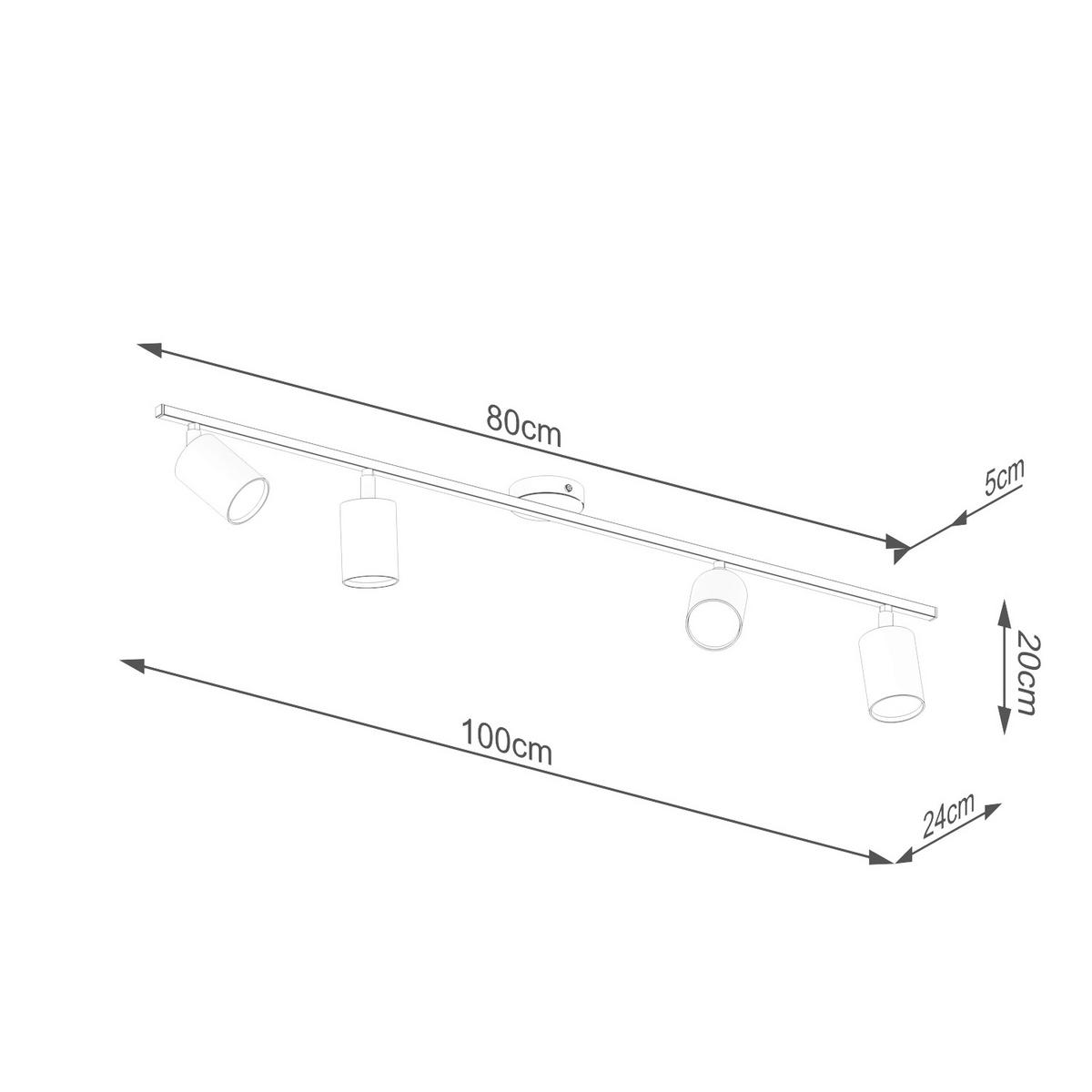 DECKENSTRAHLER LEMMI 100/24/20 cm  - Schwarz, Design, Metall (100/24/20cm)