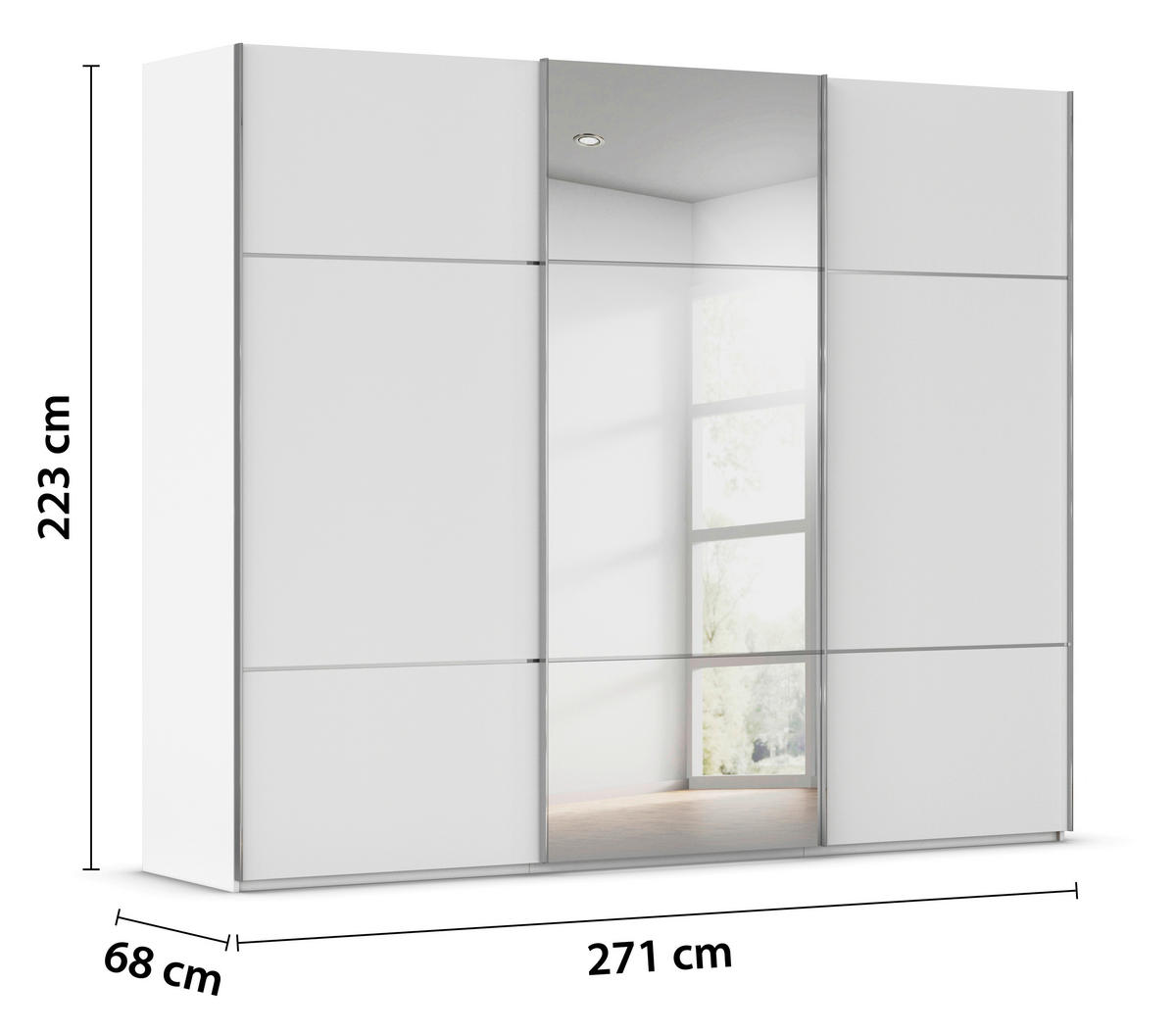 SCHWEBETÜRENSCHRANK in Weiss  - Weiss/Alufarben, Konventionell, Glas/Holzwerkstoff (271/223/68cm) - Novel