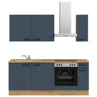 KÜCHENLEERBLOCK 210 cm   in Blau, Eichefarben  - Blau/Eichefarben, MODERN, Holzwerkstoff/Metall (210cm) - Nobilia