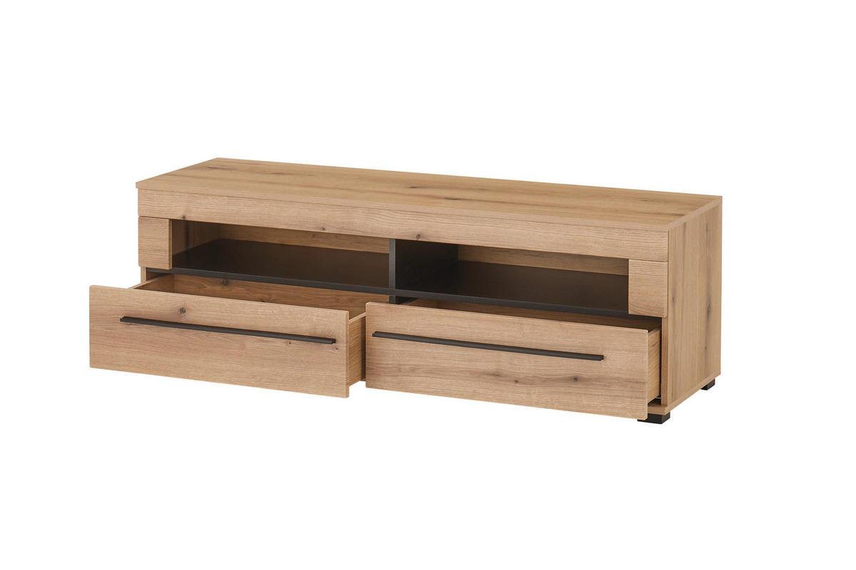 LOWBOARD  140/47/42 cm 2 Schublade(n) stehend, in verschiedenen Größen erhältlich  - Eichefarben/Schwarz, Design, Holzwerkstoff/Kunststoff (140/47/42cm) - Livetastic