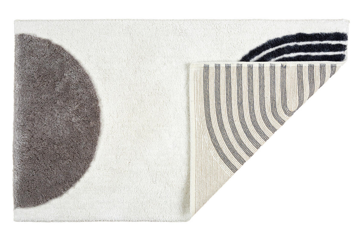 BADTEPPICH Barbados Schwarz, Weiß 60/90 cm  - Schwarz/Weiß, Basics, Textil (60/90cm) - Schöner Wohnen