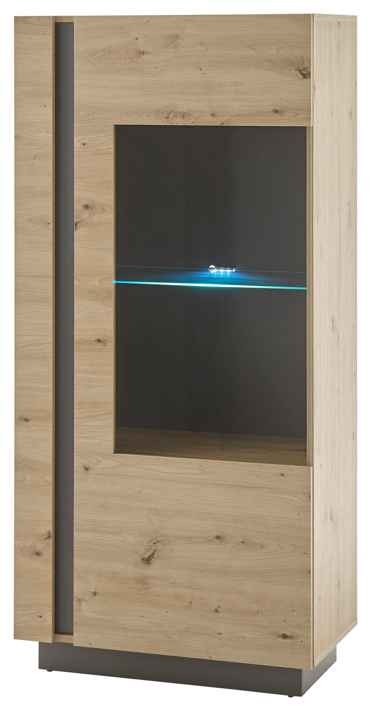 VITRINE in Grau, Eiche Artisan  - Eiche Artisan/Grau, Design, Glas/Holzwerkstoff (72/154/40cm) - MID.YOU