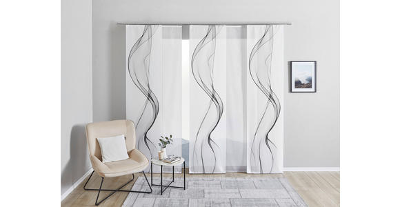 FLÄCHENVORHANG in Grau, Weiß halbtransparent - Weiß/Grau, Design, Textil (60/245cm) - Novel