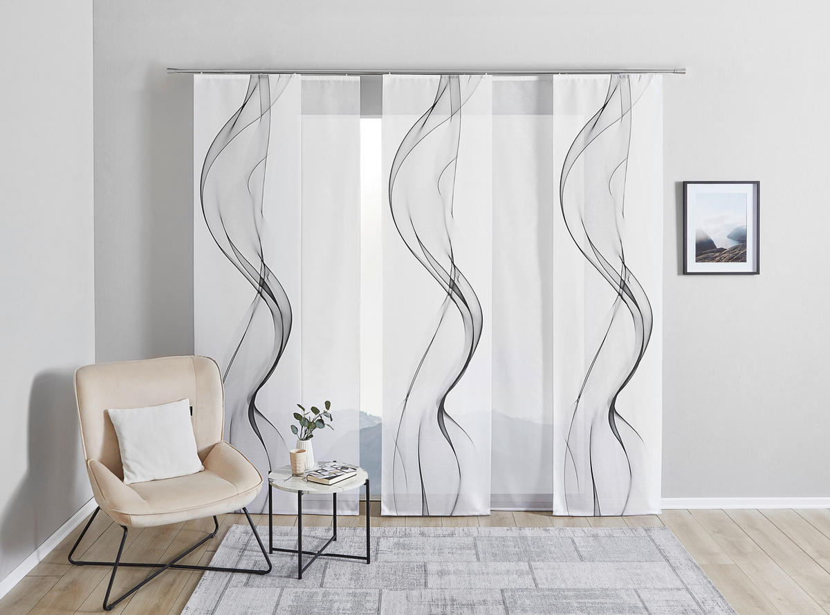 FLÄCHENVORHANG in Grau, Weiß halbtransparent  - Weiß/Grau, Design, Textil (60/245cm) - Novel