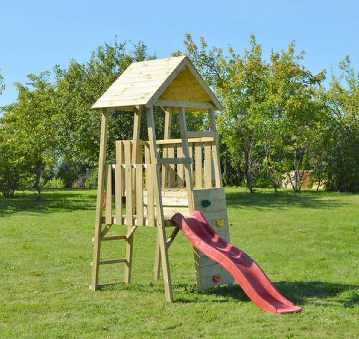 SPIELTURM 110/270/260 cm  - Rot/Naturfarben, KONVENTIONELL, Holz (110/270/260cm) - Ambia Garden