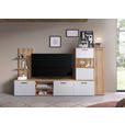 WOHNWAND 4-teilig  in Weiß, Eichefarben   - Eichefarben/Anthrazit, MODERN, Glas/Holzwerkstoff (250cm) - Carryhome