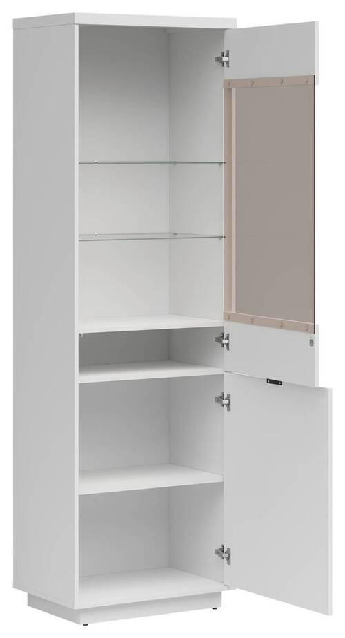 VITRINA, bela, bela, visoki sijaj - črna/bela, Design, kovina/umetna masa (64/200,5/42,5cm) - Livetastic