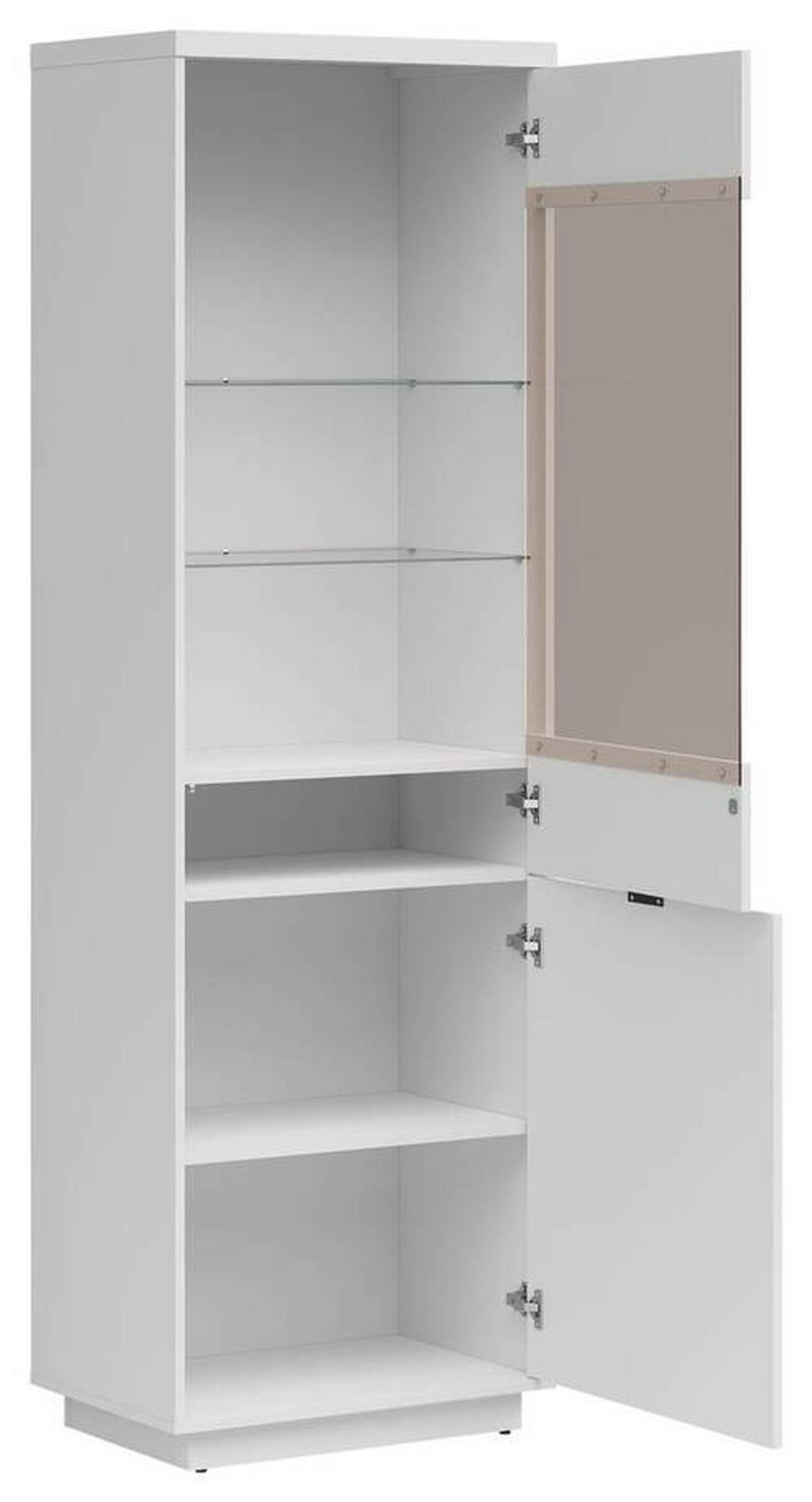 VITRINA, bela, bela, visoki sijaj - črna/bela, Design, kovina/umetna masa (64/200,5/42,5cm) - Livetastic