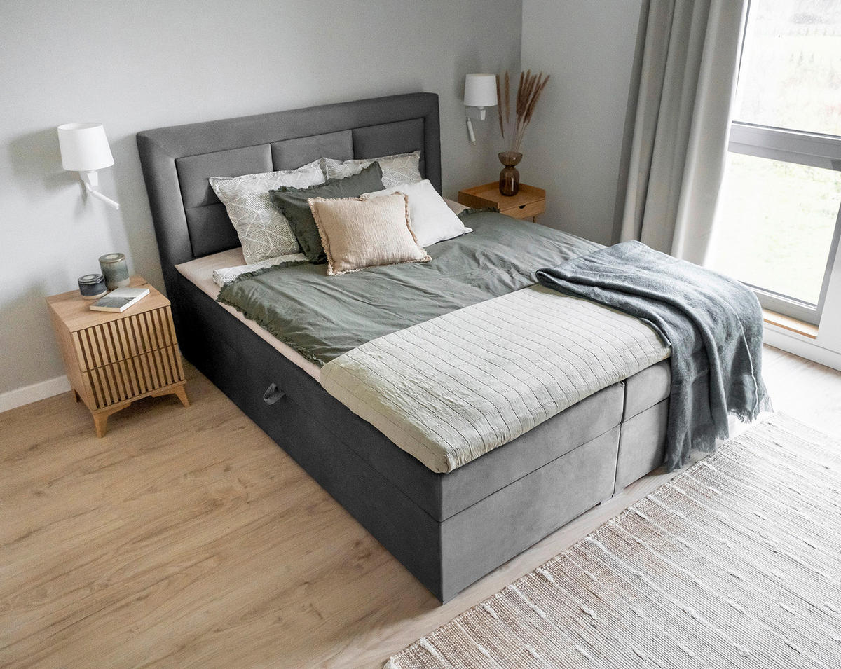 BOXBETT 180/200 cm  in Grau  - Silberfarben/Grau, MODERN, Holz/Kunststoff (180/200cm) - MID.YOU