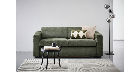 SCHLAFSOFA mit Typenauswahl, Schlafen auf Sitzhöhe, Liegefunktion, Rücken echt Chenille Olivgrün - Schwarz/Olivgrün, KONVENTIONELL, Kunststoff/Textil (198/81/97,5cm) - Carryhome