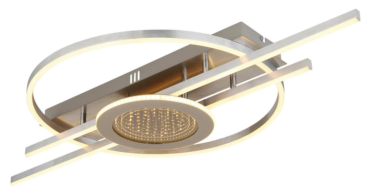 LED-DECKENLEUCHTE Donte 95/50/10 cm  - Sandfarben/Silberfarben, Design, Kunststoff/Metall (95/50/10cm) - Globo