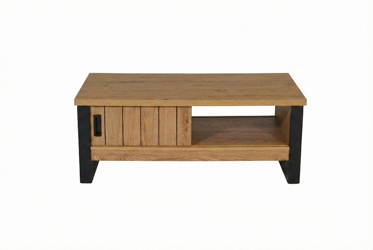 COUCHTISCH Schwarz, Eichefarben  - Eichefarben/Schwarz, KONVENTIONELL, Holzwerkstoff/Metall (108,5/54,8/43cm) - MID.YOU