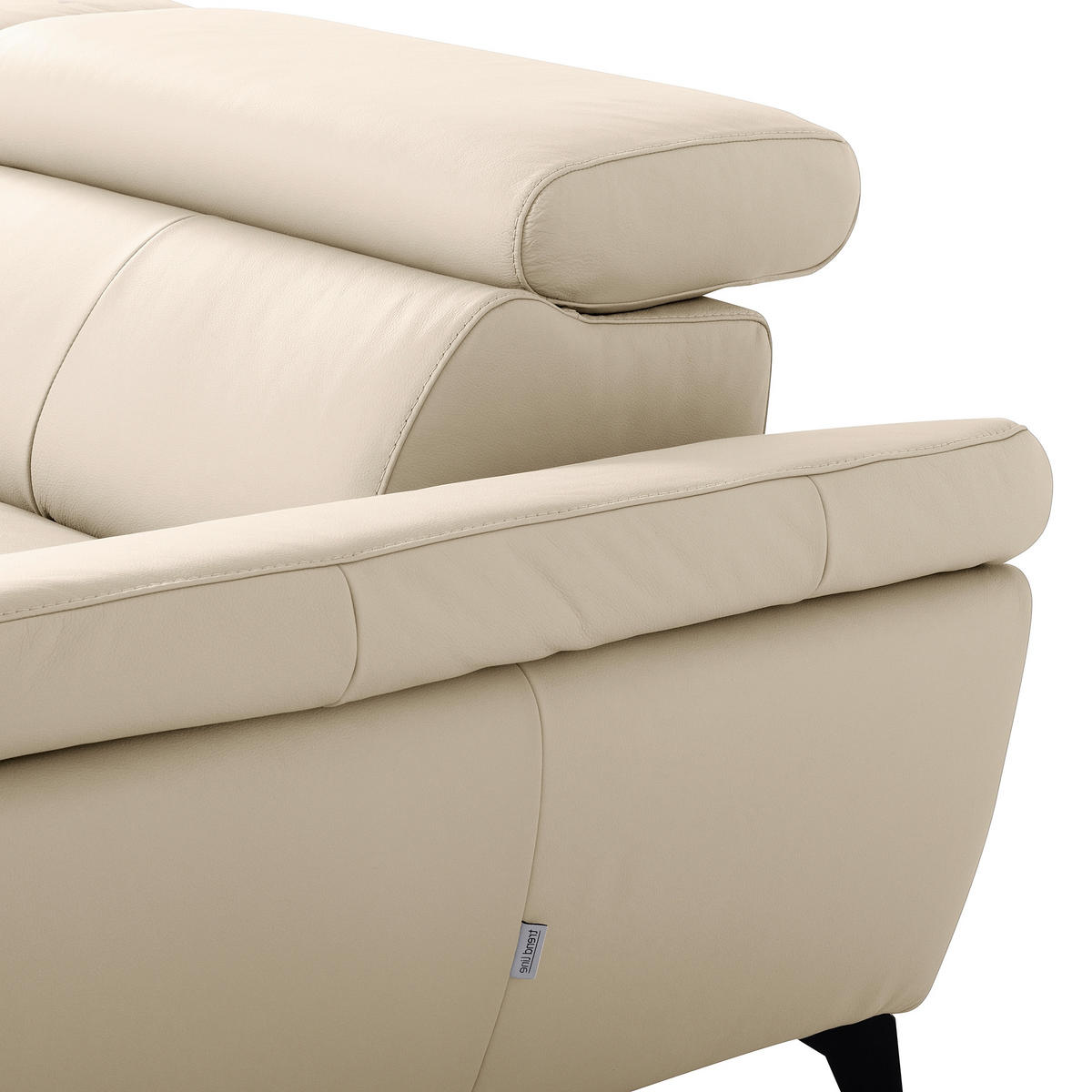 ECKSOFA SONO in Lederlook Echtleder Grau Armteilverstellung, Kopfteilverstellung  252/179 cm  - Schwarz/Grau, Design, Leder/Textil (252/179cm) - Livetastic