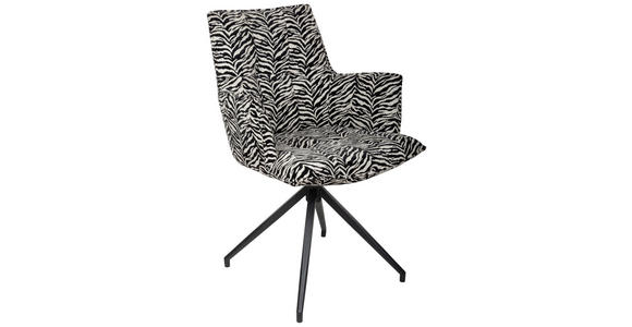 ARMLEHNSTUHL  in Eisen Jacquard  - Schwarz/Weiß, Design, Textil/Metall (59/89,5/63cm) - Novel