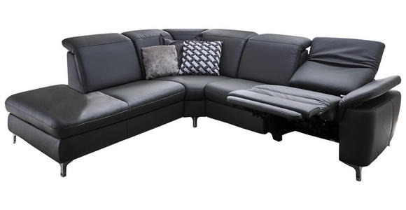WOHNLANDSCHAFT in Leder Anthrazit - Chromfarben/Anthrazit, KONVENTIONELL, Leder/Metall (242/289cm) - Cantus
