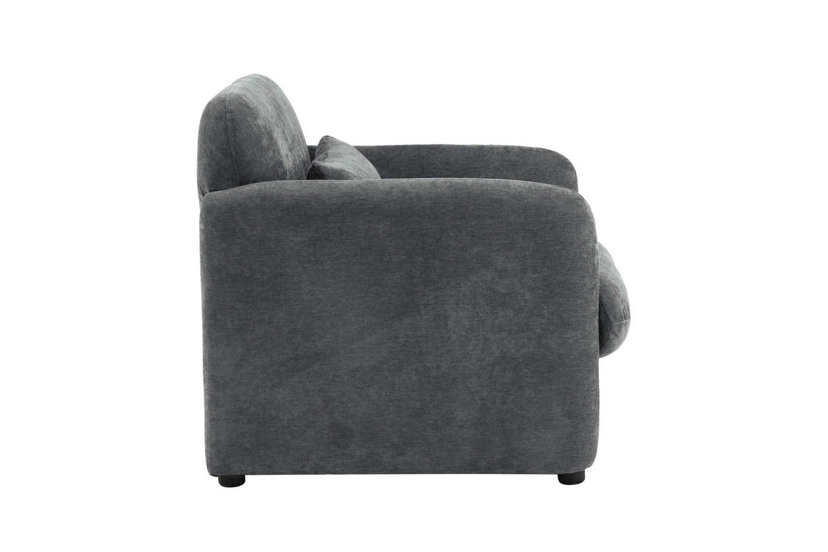 SESSEL in Samt Grau  - Schwarz/Grau, Design, Kunststoff/Textil (83/83/76cm) - MID.YOU