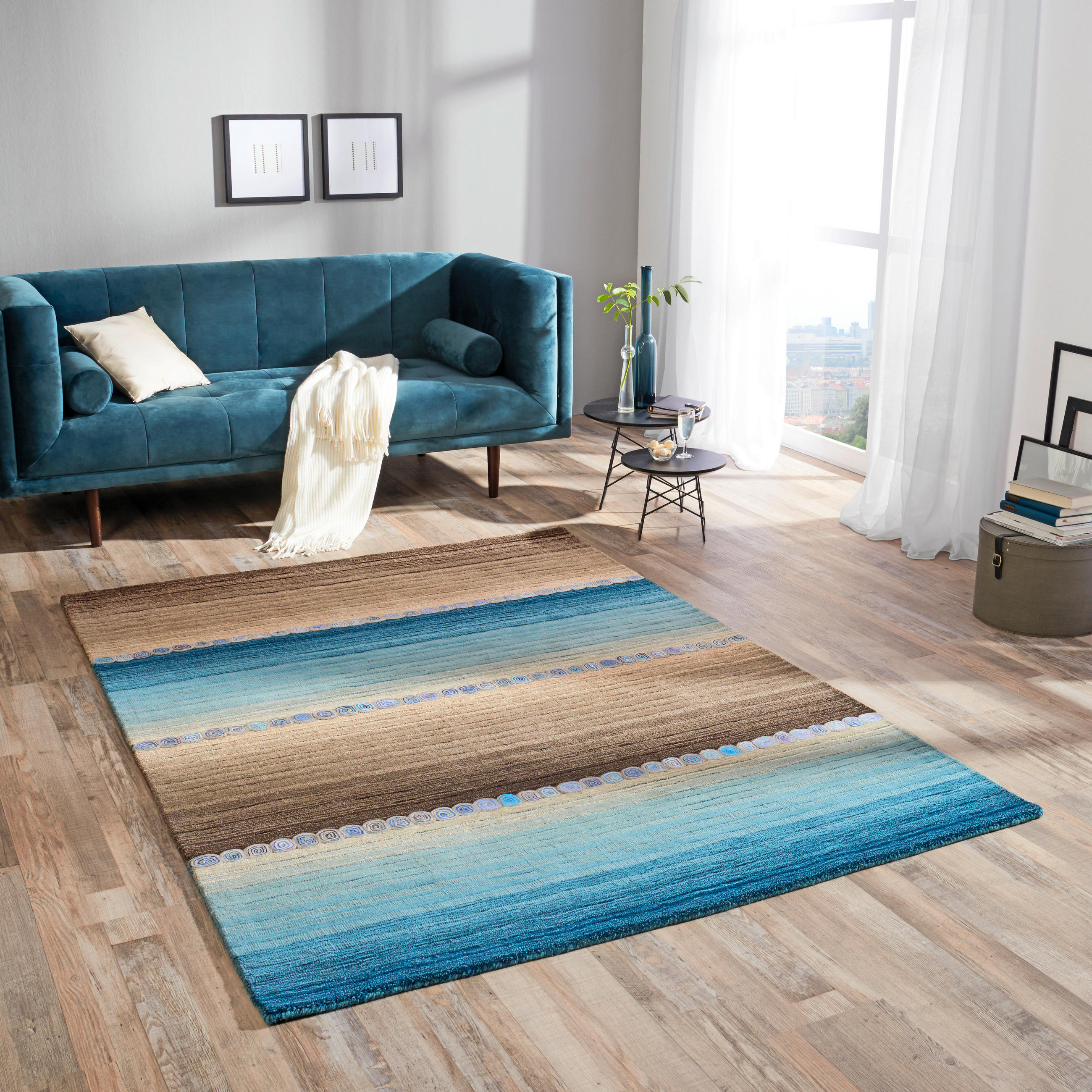 Covor Oriental  Twilight in Blue  - albastru/gri, Konventionell, textil (80/200cm) - Cazaris