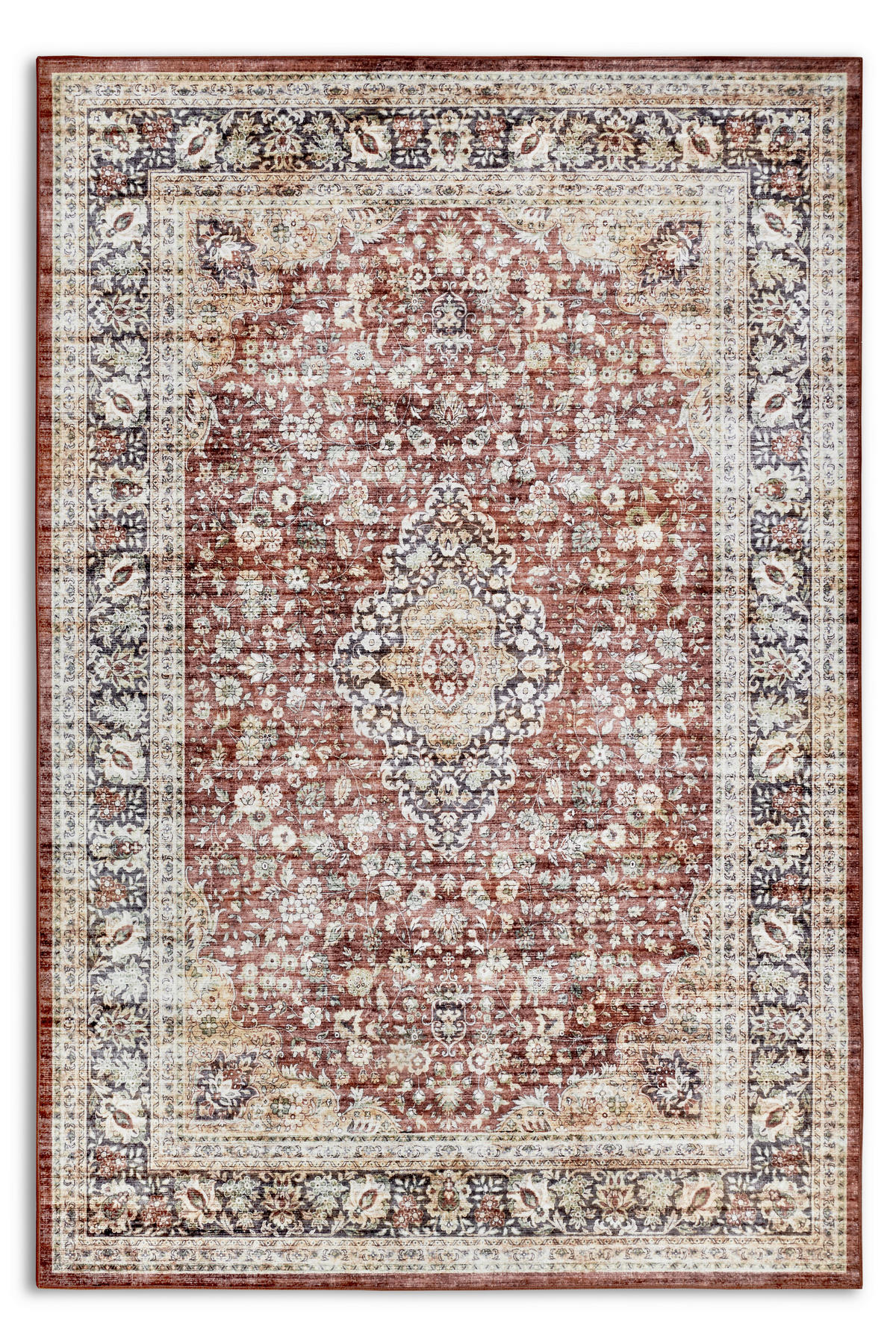 VINTAGE-TEPPICH 120/160/160 cm Asya Dunkelblau, Dunkelrot  - Dunkelblau/Dunkelrot, Design, Kunststoff/Textil (120/160/160cm) - Novel