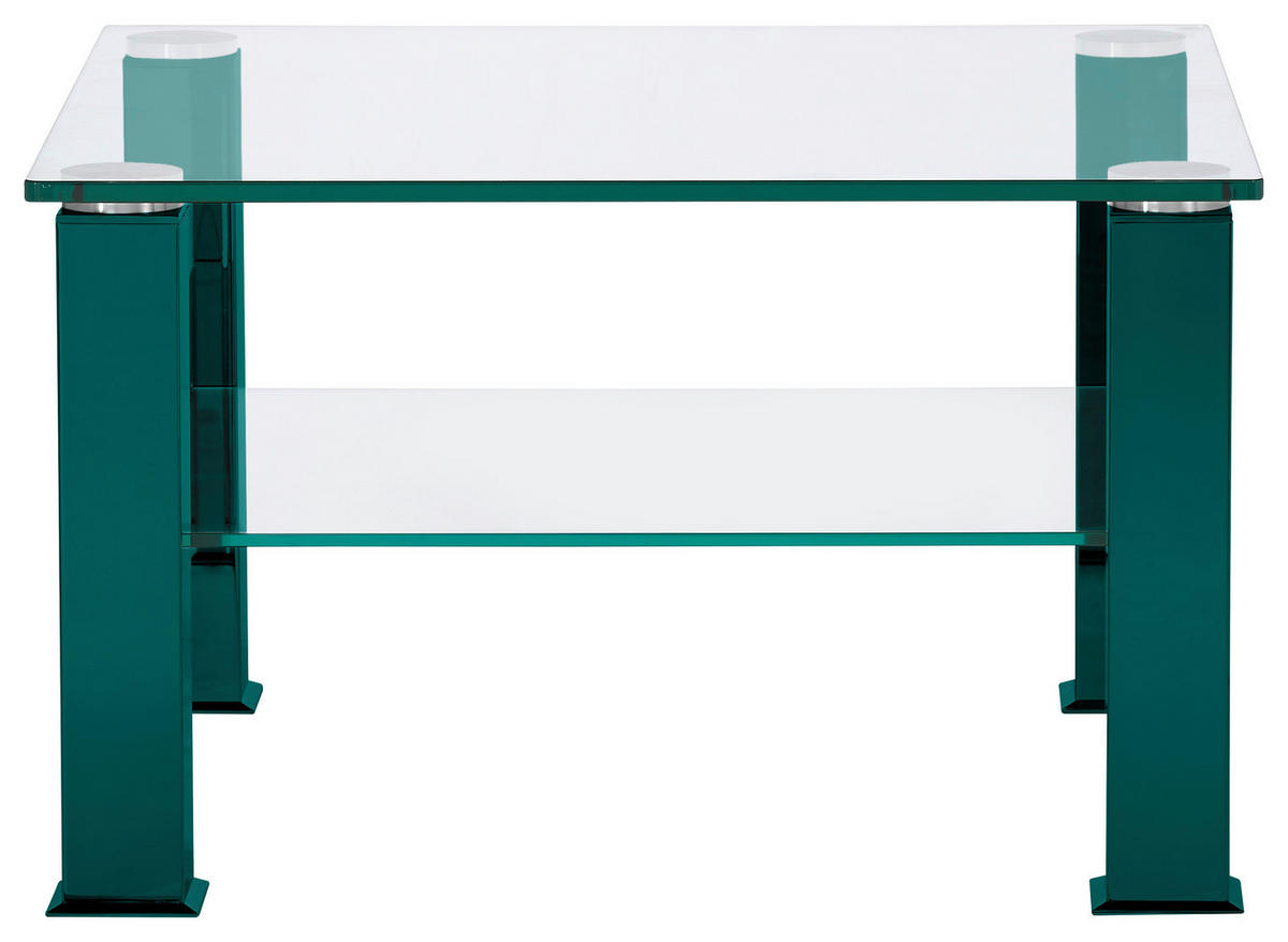 COUCHTISCH in Metall, Glas 75/75/42,5 cm  - Blau/Grün, Design, Glas/Kunststoff (75/75/42,5cm)