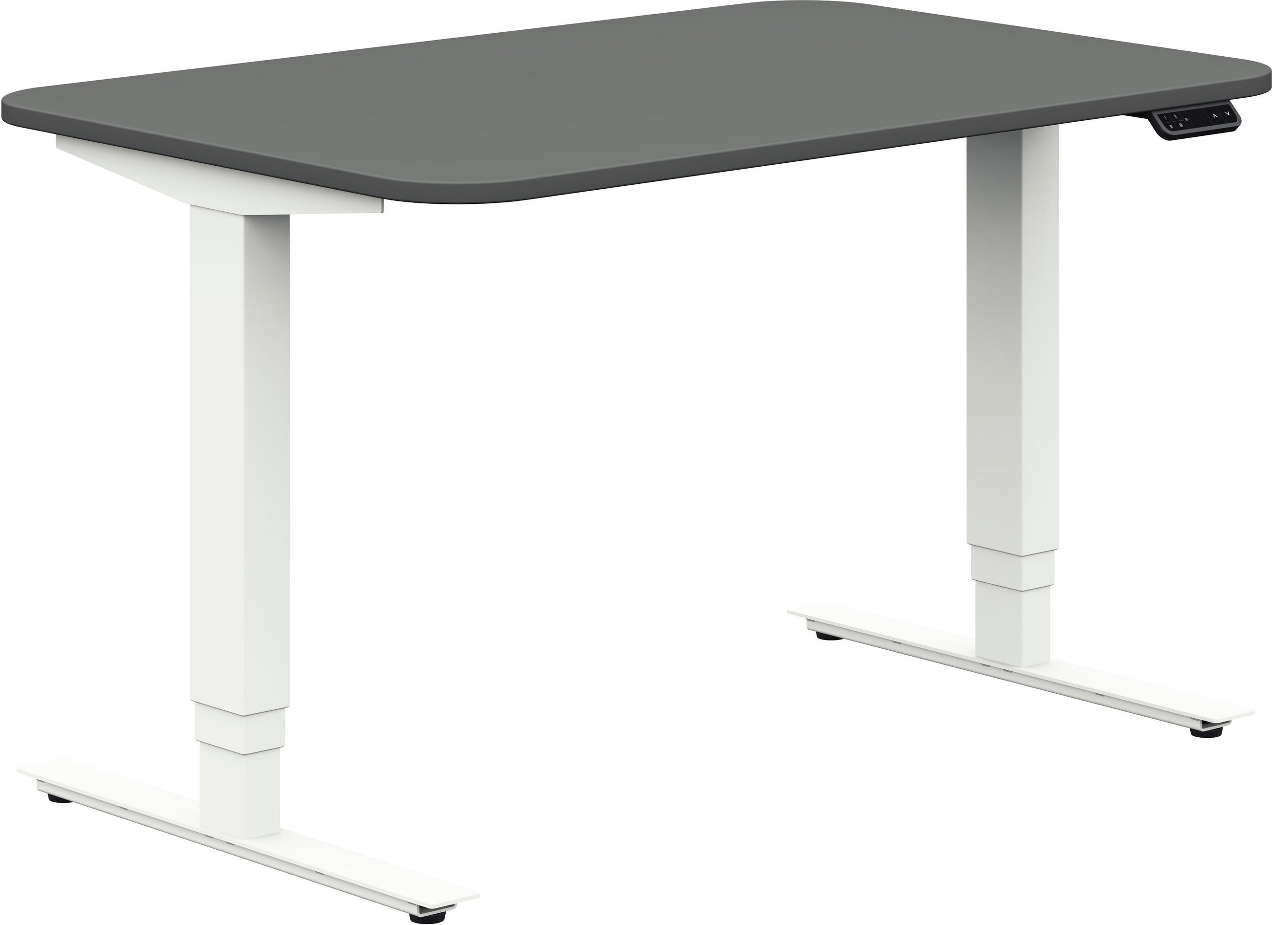 Cantus Schreibtisch Graphit, 80x64-128x120 cm