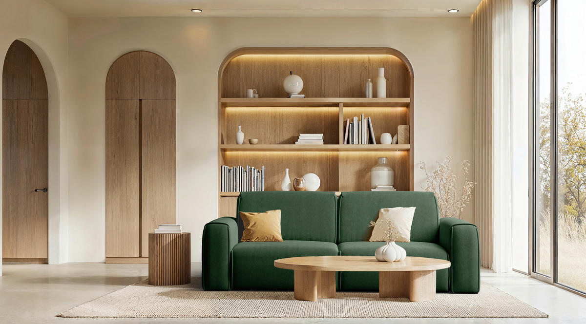 SCHLAFSOFA Tuzzi in Velours Dunkelgrün  - Dunkelgrün/Schwarz, Basics, Kunststoff/Textil (252/94/105cm) - Livetastic