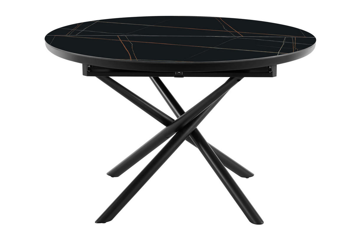 ESSTISCH Schwarz rund  ausziehbar  - Schwarz, MODERN, Keramik/Holzwerkstoff (120-160/120/76cm) - Livetastic