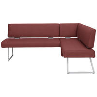 ECKBANK 208/160 cm  in Edelstahlfarben, Bordeaux  - Edelstahlfarben/Bordeaux, Design, Textil/Metall (208/160cm) - Dieter Knoll
