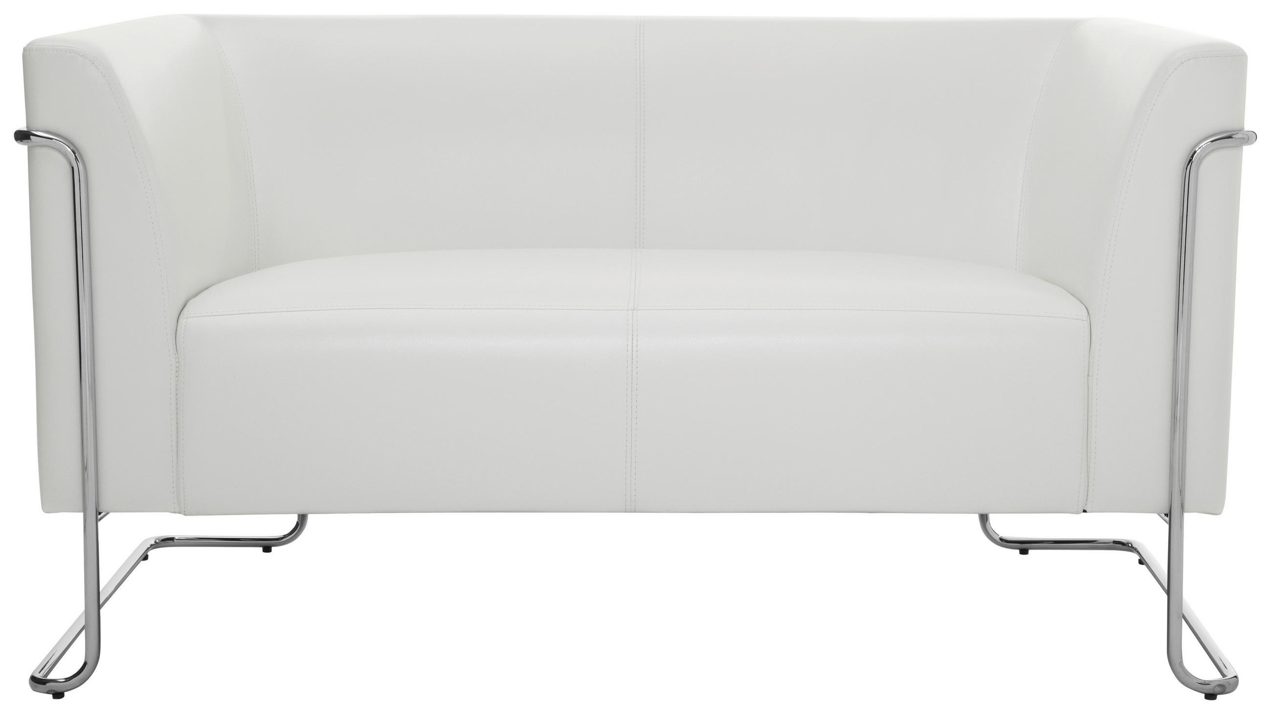 2-SITS SOFFA i textil vit  - vit/silver, Modern, metall/textil (130/71/74cm) - MID.YOU