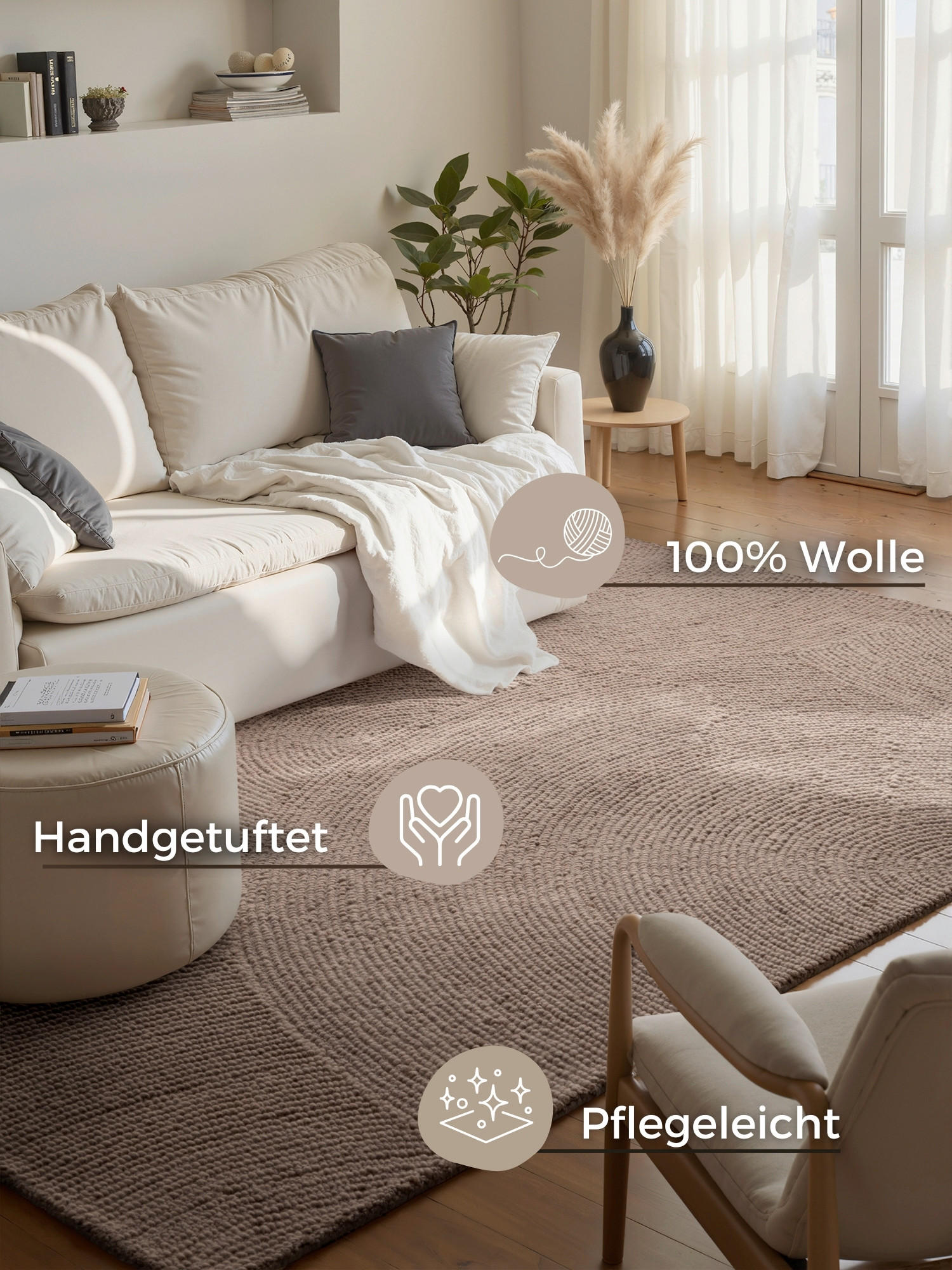 WOLLTEPPICH 200/300 cm Eleni Taupe  - Taupe, Basics, Textil (200/300cm)