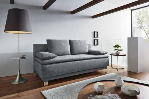 SCHLAFSOFA in Webstoff Grau  - Grau, Design, Textil/Metall (200/85/90cm) - Joka