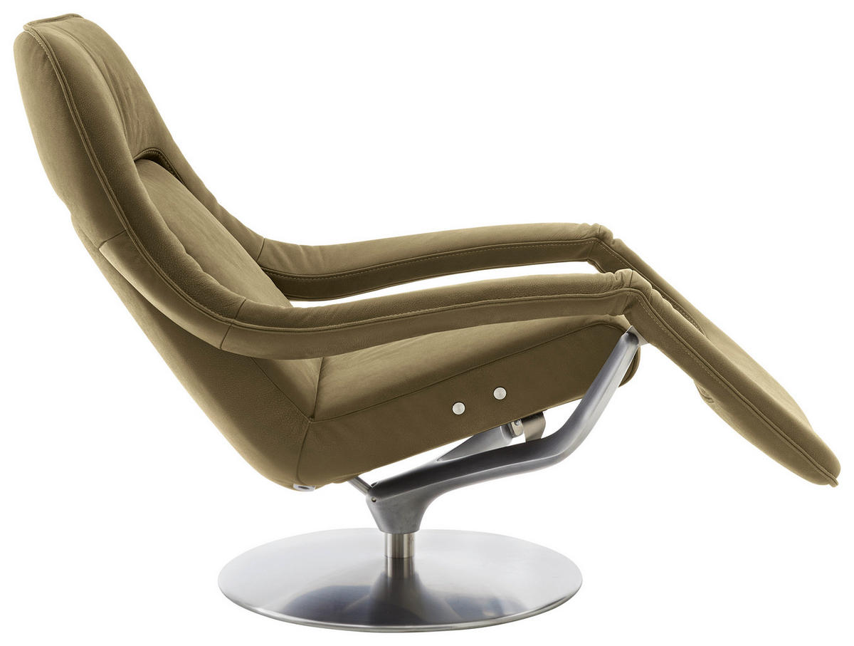 RELAXSESSEL in Leder Grün  - Nickelfarben/Grün, Design, Leder/Metall (77/113/91cm) - Koinor