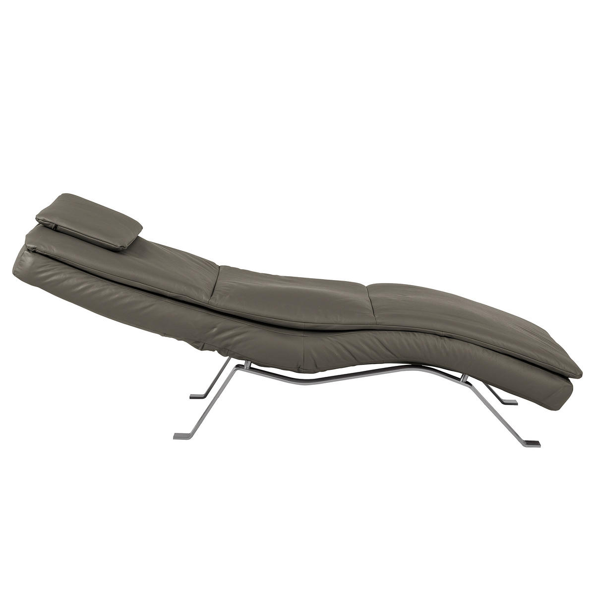 RELAXLIEGE in Echtleder Schlammfarben  - Schlammfarben/Silberfarben, Design, Leder/Metall (65/95/171cm) - Celina Home