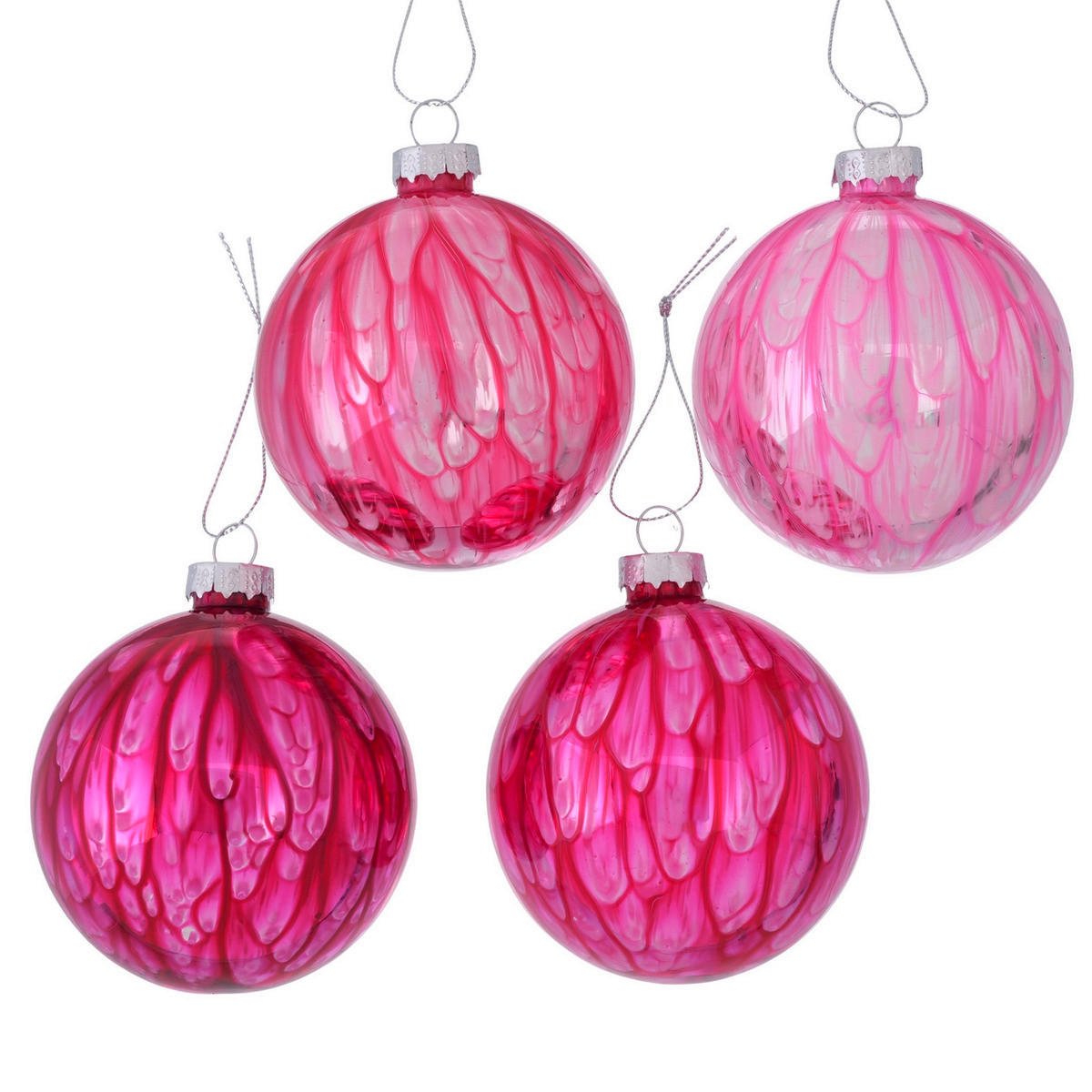 VÁNOČNÍ OZDOBA NA STROMEČEK - pink, Basics, kov/textil (8/8/8cm)