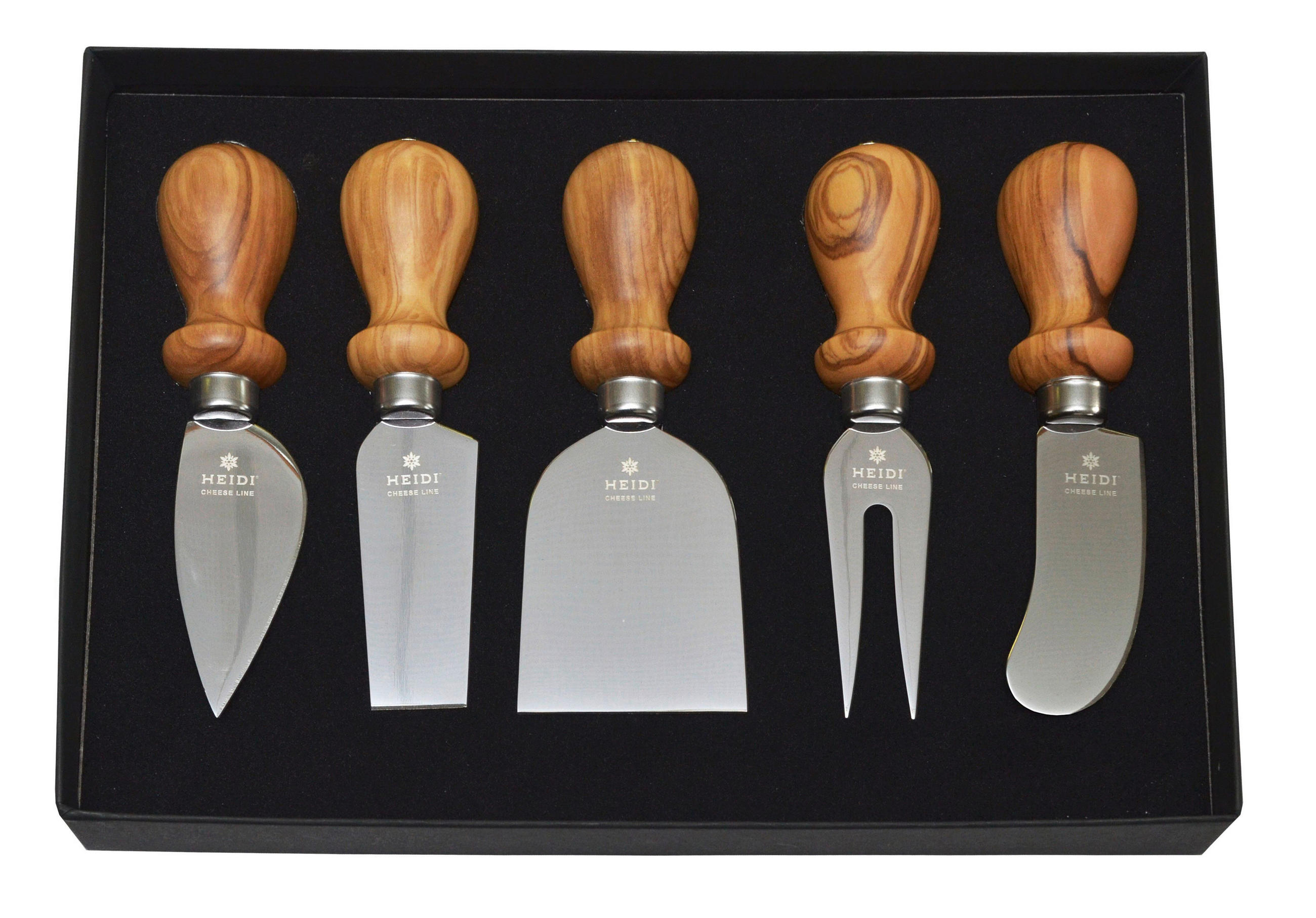 KÄSEMESSERSET Heidi Cheese Line: Oliva  - Basics, Holz/Metall - Heidi Cheese Line