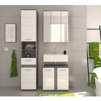 BADEZIMMER 3-teilig  in 105 cm  - Weiß Hochglanz/Silberfarben, MODERN, Glas/Holzwerkstoff (105cm) - MID.YOU