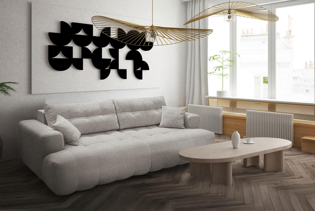 VEĽKÁ POHOVKA, plast, textil, kompozitné drevo, prírodná farba - čierna/prírodná farba, Konventionell, kompozitné drevo/textil (279/90/137cm) - Livetastic