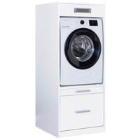 WASCHMASCHINENSCHRANK 67/164/68 cm  in Weiß  - Silberfarben/Weiß, MODERN, Holzwerkstoff/Metall (67/164/68cm) - home24