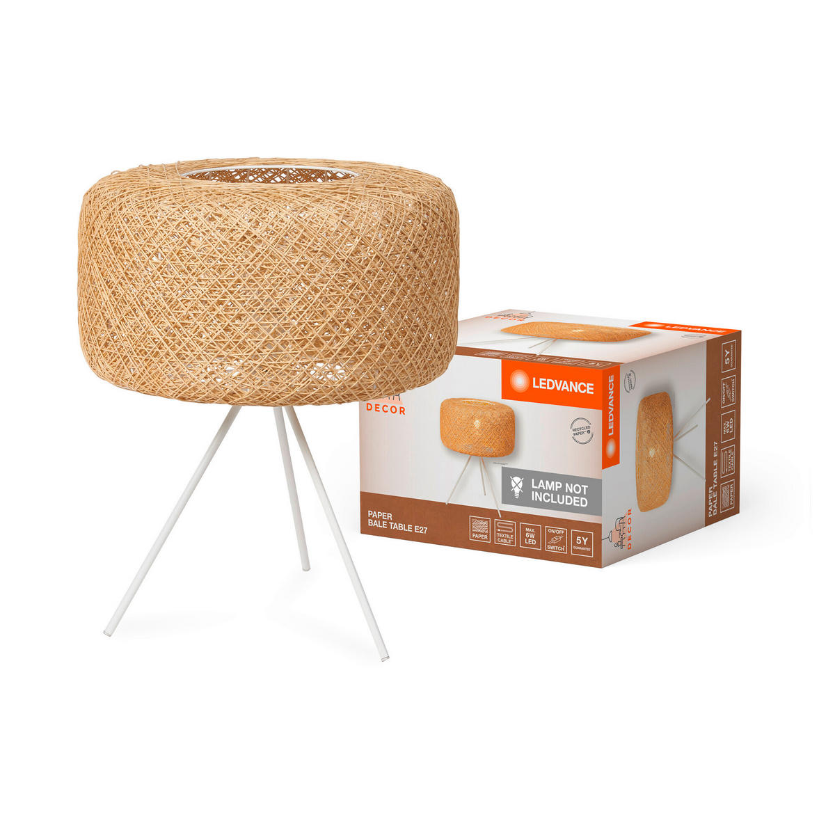 TISCHLEUCHTE 40/48,5 cm   - Beige, Natur, Papier/Metall (40/48,5cm) - Ledvance