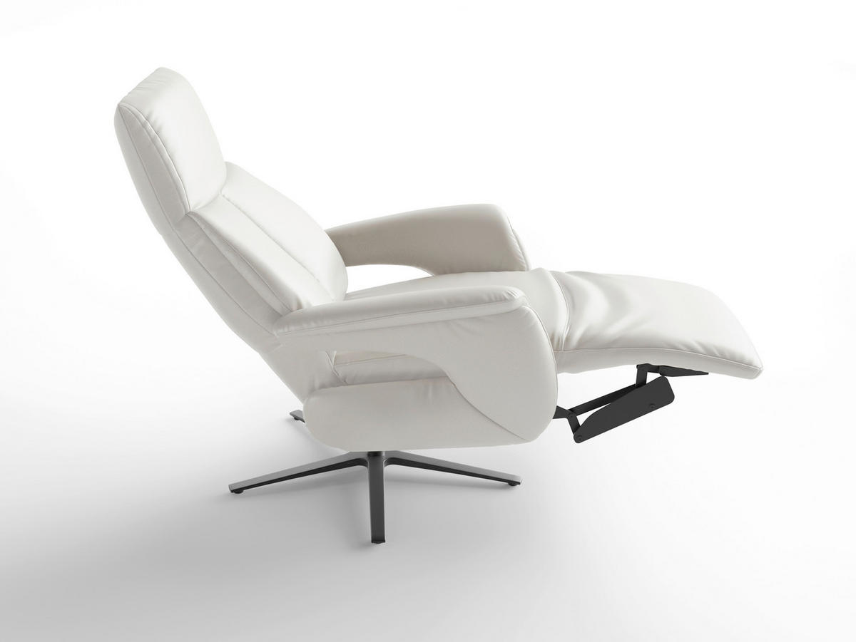 RELAXSESSEL Leder Weiss  - Weiss/Schwarz, Basics, Leder/Metall (75/110/85cm) - Sit & More