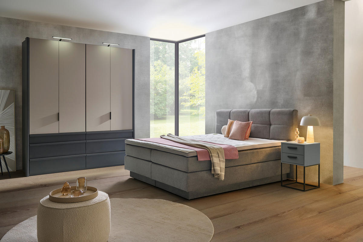 BOXSPRINGBETT 180/200 cm  in Grau  - Schwarz/Grau, KONVENTIONELL, Kunststoff/Textil (180/200cm) - Carryhome