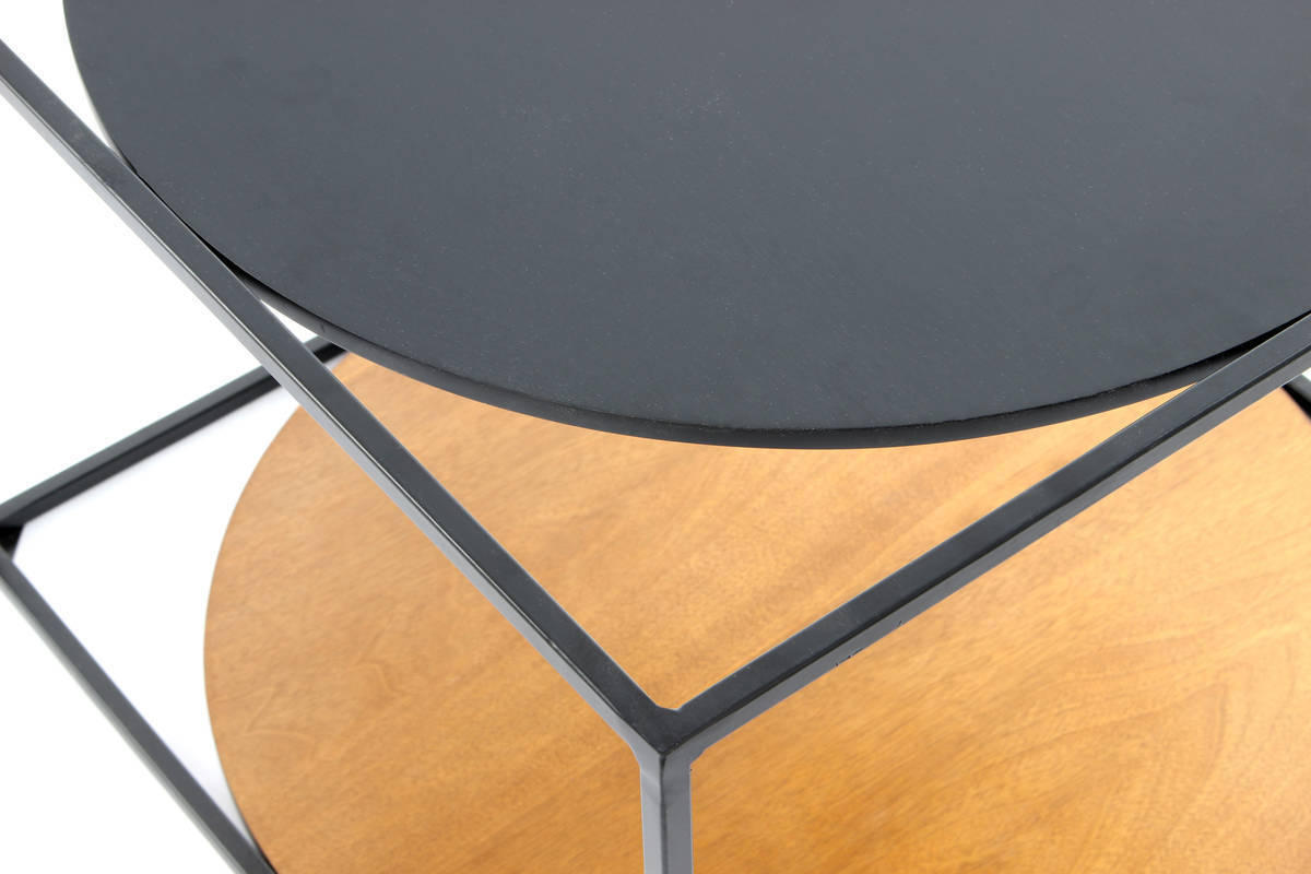 BEISTELLTISCH in Metall, Holzwerkstoff 50/50/36 cm  - Schwarz/Braun, Basics, Holzwerkstoff/Metall (50/50/36cm) - Kayoom