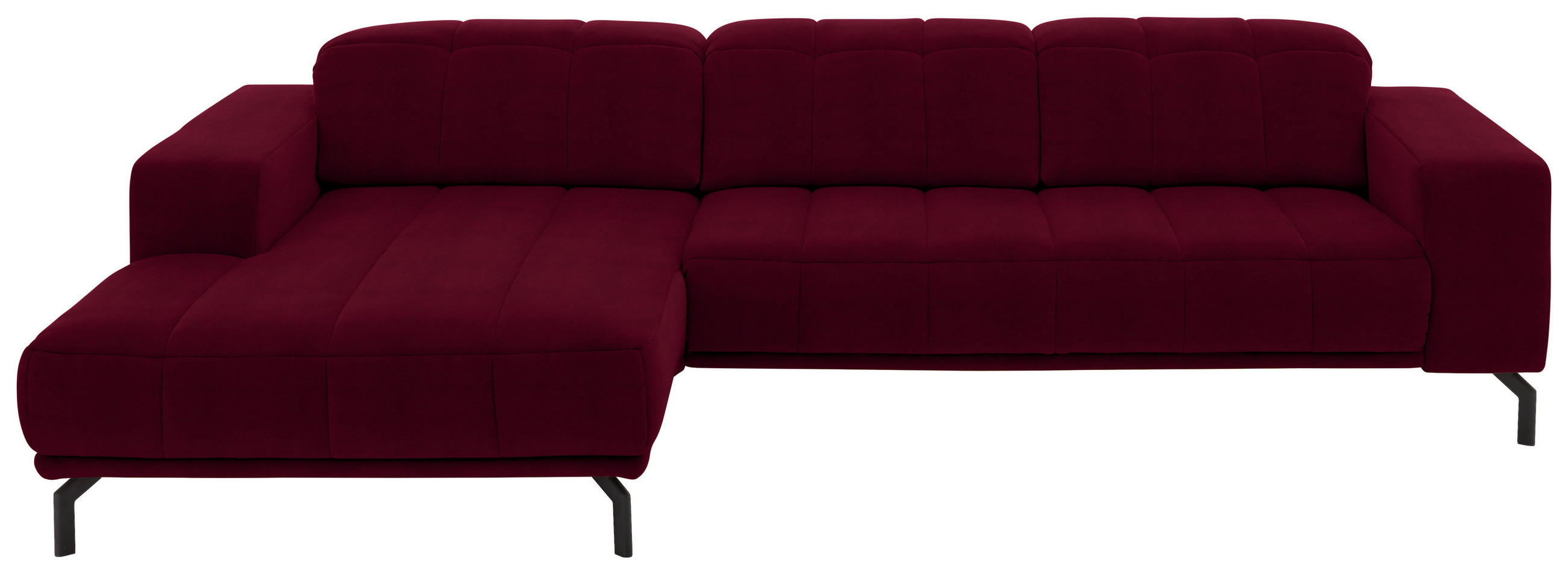 ECKSOFA Beere Velours  - Beere/Schwarz, Design, Textil/Metall (195/293cm) - Beldomo Style