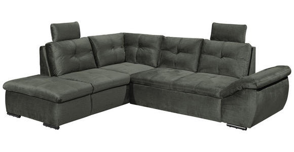 ECKSOFA in Mikrovelours Dunkelgrün  - Dunkelgrün/Schwarz, KONVENTIONELL, Kunststoff/Textil (217/265cm) - Carryhome