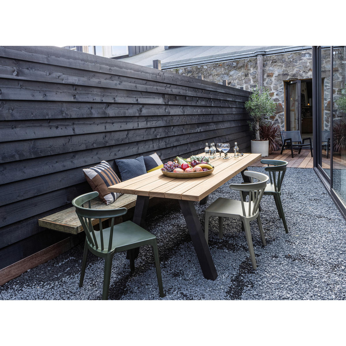 GARTENTISCH 210/81/75 cm Holz, Metall rechteckig  - Schwarz/Naturfarben, MODERN, Holz/Metall (210/81/75cm) - Livetastic