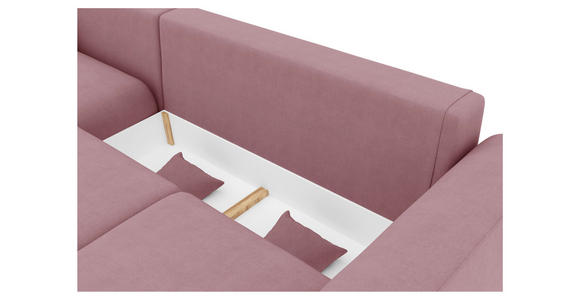 ECKSOFA in Velours Rosa  - Chromfarben/Rosa, KONVENTIONELL, Kunststoff/Textil (195/293cm) - Carryhome