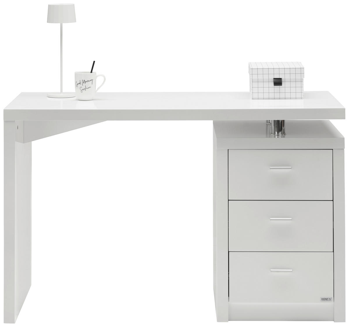 SCHREIBTISCH 120/55/75 cm  in Weiss, Chromfarben  - Chromfarben/Weiss, Design, Holzwerkstoff/Metall (120/55/75cm) - Hom`in